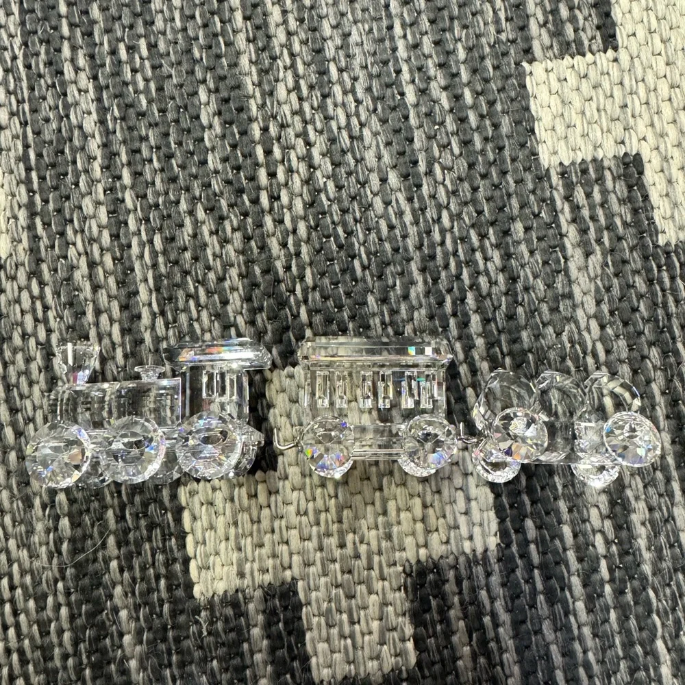 Rare (6) Piece Swarovski Crystal Train Set With Display Mirrored Tracks - Picture 2 of 9